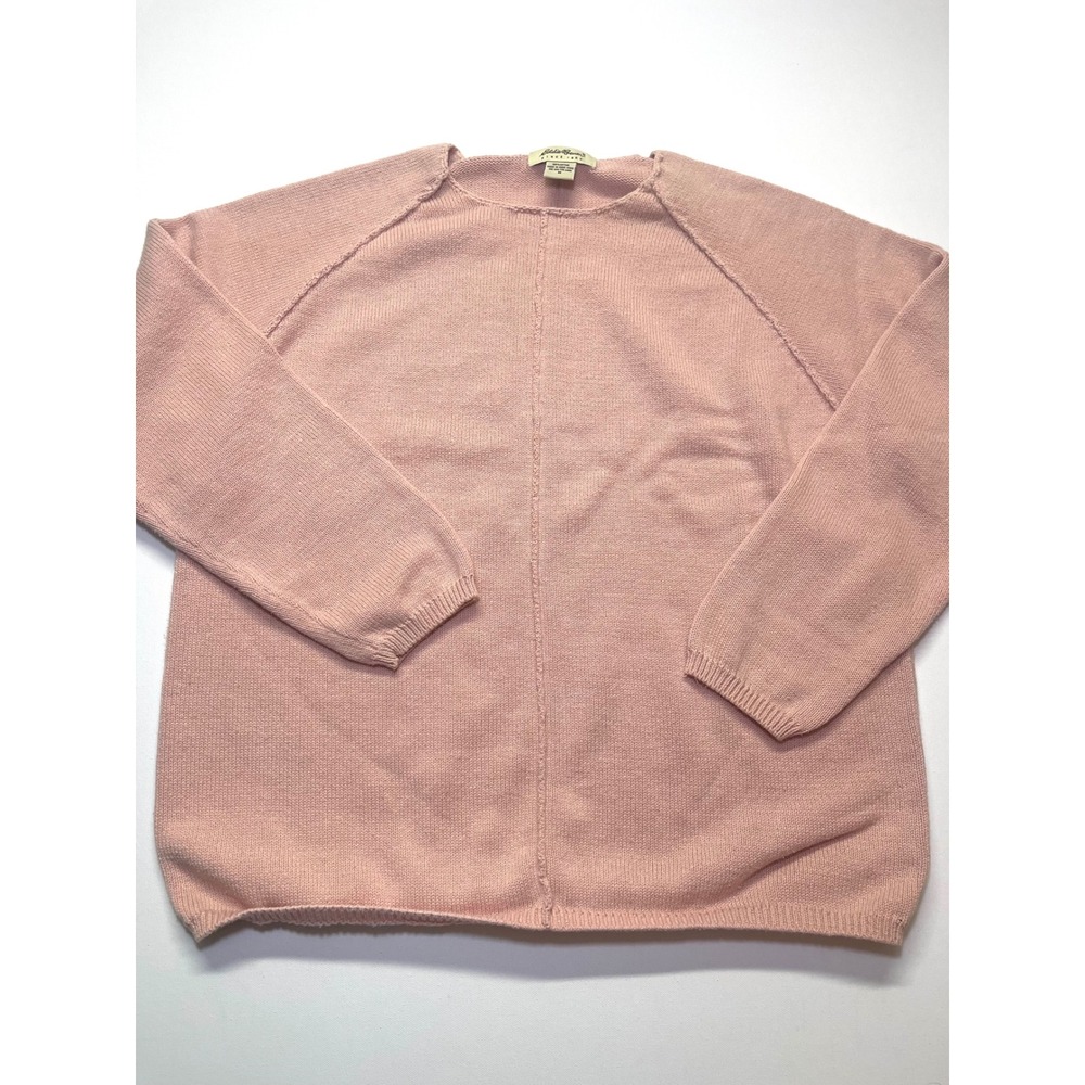 Eddie Bauer Womens Pink Cotton Long Sleeve Knit Sweater Crew Neck Medium 0476
